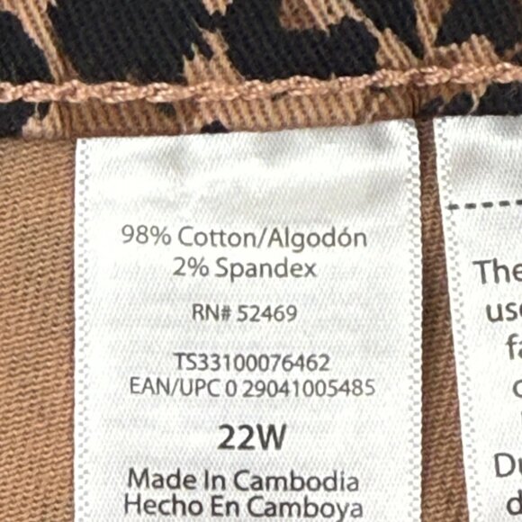 Terra & Sky Womens Straight Stretch Brown Black Leopard Denim Jeans Plus 22W NWT - Picture 6 of 10